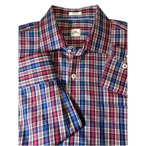 Peter Millar Shirt Mens XL  Blue Plaid 100% Cotton Long Sleeve Button Down